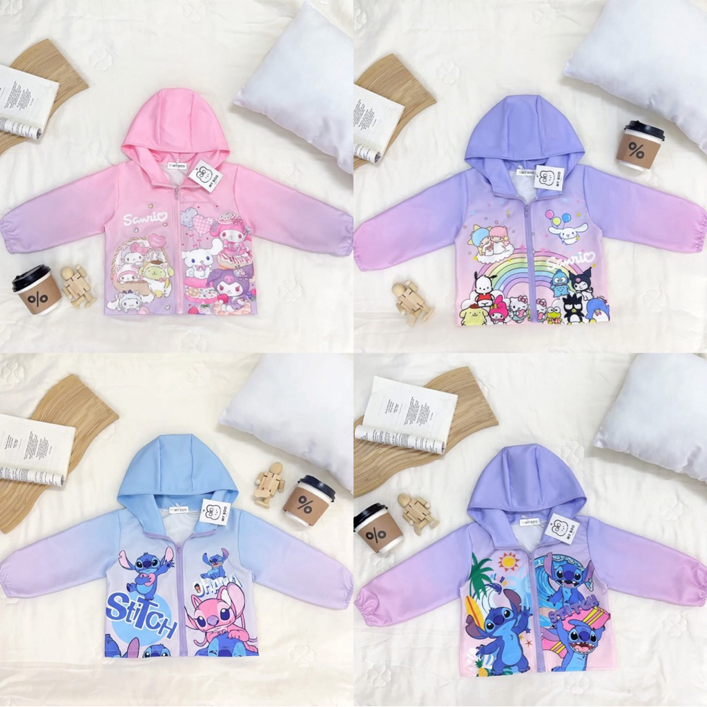 เสื้อคลุมแขนยาวเด็กชิปหน้า มีฮู้ด ผ้าเกร็ดปลา ผ้าไม่หนา เด็กชาย-หญิงใส่ได้นะคะ