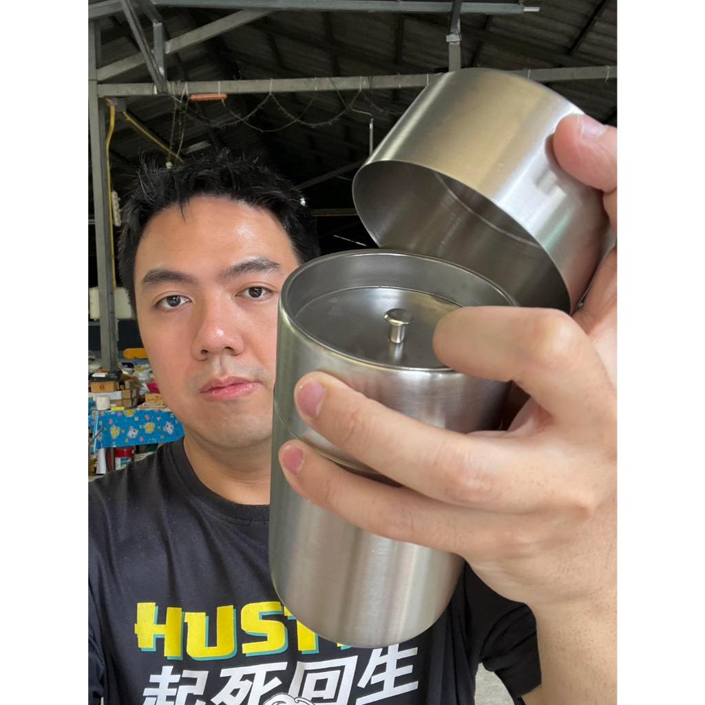 กระปุกเก็บชา 2ชั้น ขนาด520ML ขนาด15.3x7.8cm กระป๋องทรงกระบอก เก็บมัทฉะ โหลสแตนเลส304 ออกใบกำกับภาษีได้