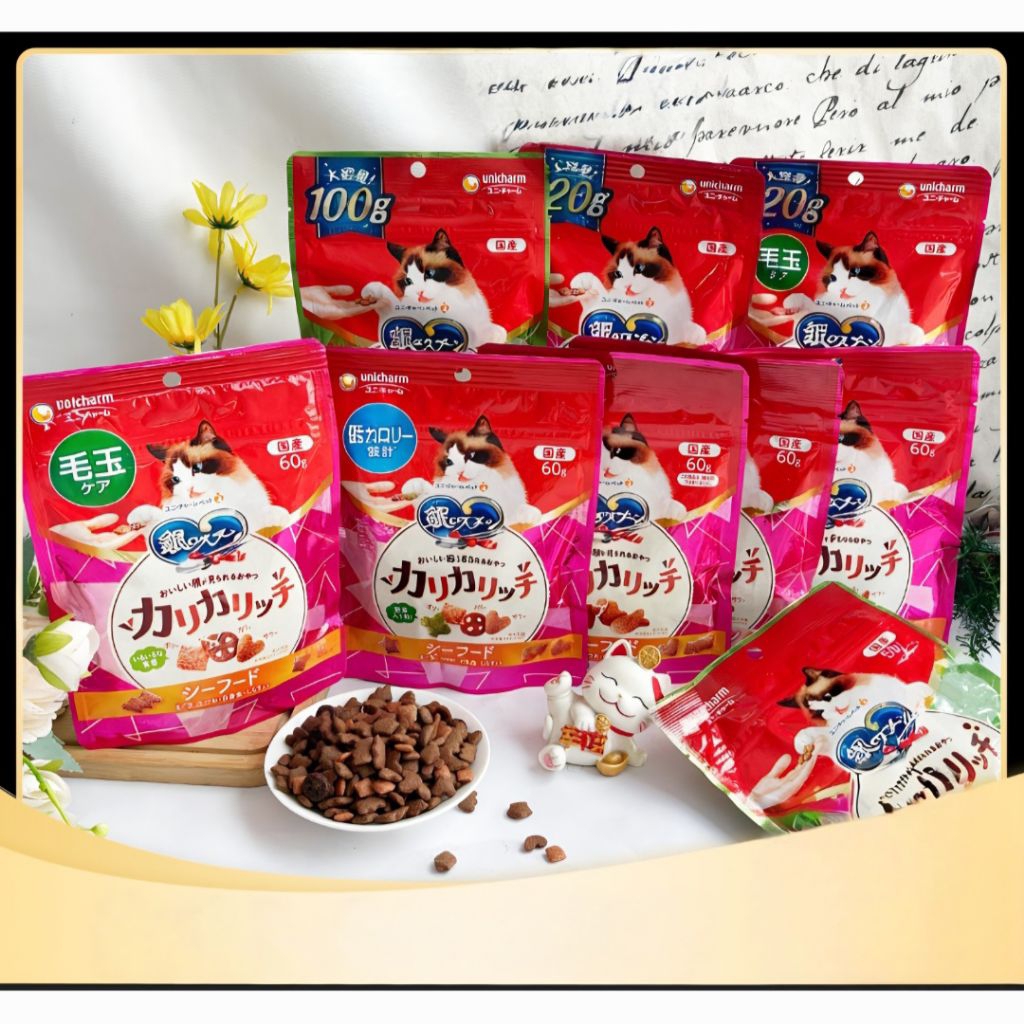 พร้อมส่ง 🇯🇵ขนมแมวญี่ปุ่น🇯🇵 Unicharm, Silver Spoon [Ginno] Cat Treats ขนมแมวกรุบกรอบ บำรุงสุขภาพแมว ข