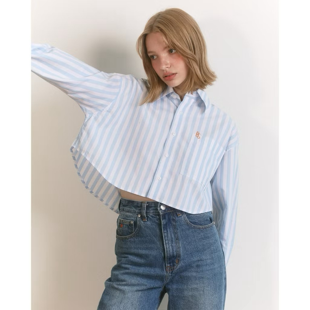 เสื้อเชิ้ต แบรนด์ beforesunset_studio รุ่น TART SHIRT CROP สี ICY BLUE ไซต์ S