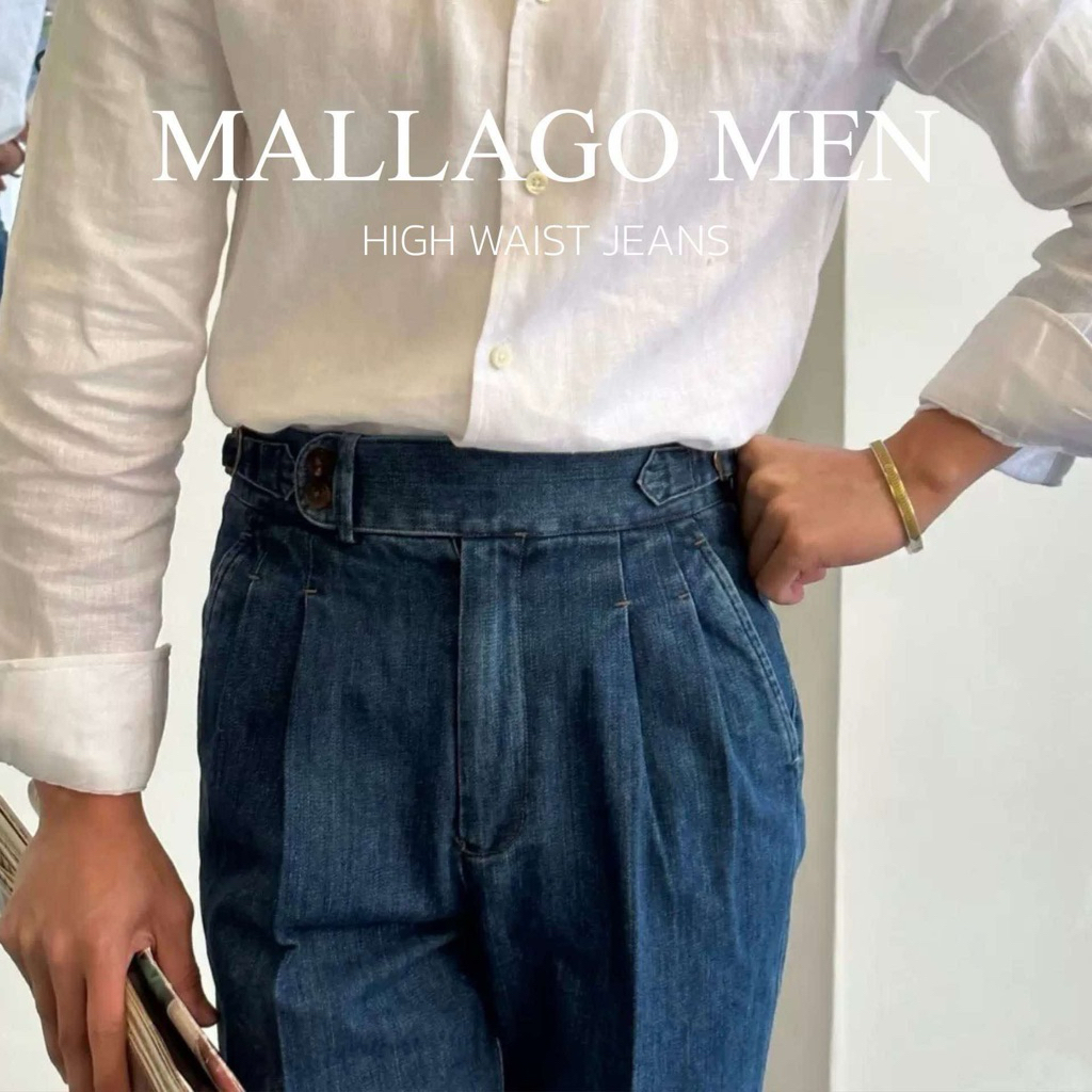 Mallagomen กางเกงยีนส์เอวสูง เรียบหรู เท่ดูดี  ควรมีดี๊ดีเวอร์❤️ (วิธีสั่งอยุ่ภาพ2)