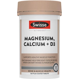 Swisse Ultiboost Magnesium Calcium + Vitamin D 120 Tablets รองรับการทำงานของกล้ามเนื้อ สุขภาพกระดูก