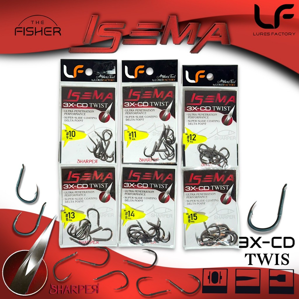 A07 LF (ตูดแบน) เบ็ดตกปลา SHARPER HOOK ISEMA 3X-CD