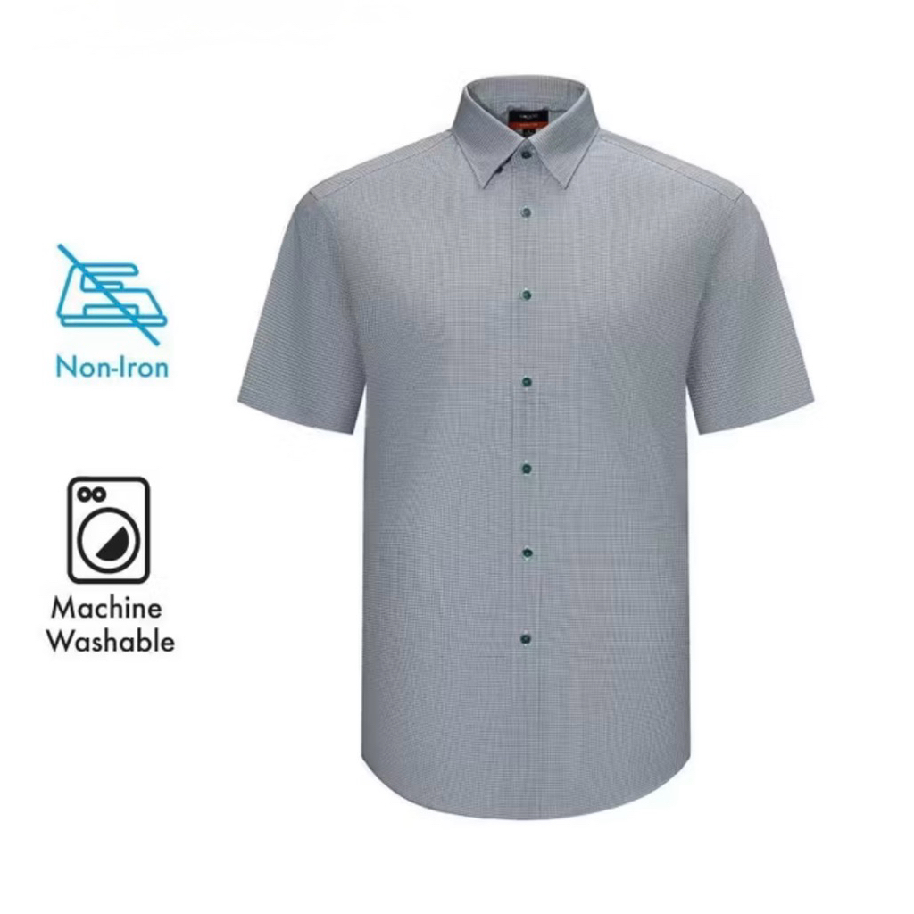 G2000 NEW🔥เสื้อเชิ้ตผู้ชายแขนสั้นสีเทาเข้ม เสื้อเชิ้ตทรงสุภาพ  SMART FIT