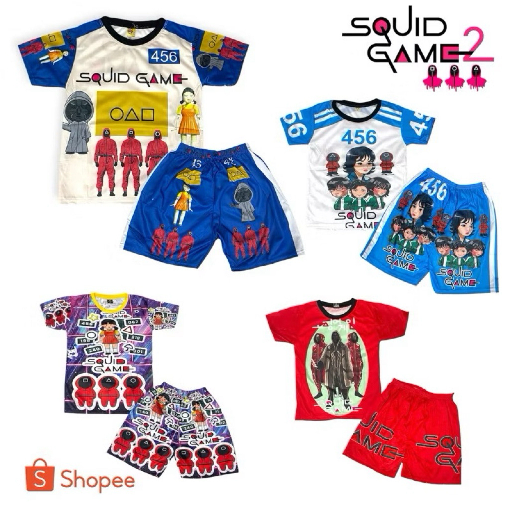 พร้อมส่ง 2025‼️ชุดเด็ก Squid Game (สควิดเกมส์) AEIOU | เบอร์ 456, 001, 067 | ชุดเด็กแฟชั่น เสื้อ+กาง