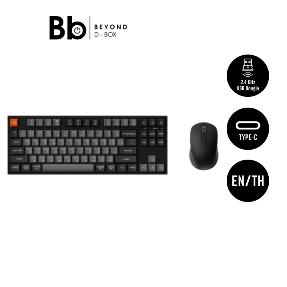 คีย์บอร์ดและเมาส์ Keychron B33 Wireless with silicone keyskin and BM25 Mouse Combo TKL Black (EN/TH)