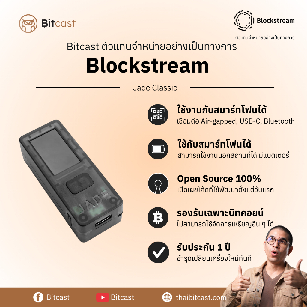 Blockstream Jade Classic Hardware Wallet ของแท้ รับประกัน1 ปี