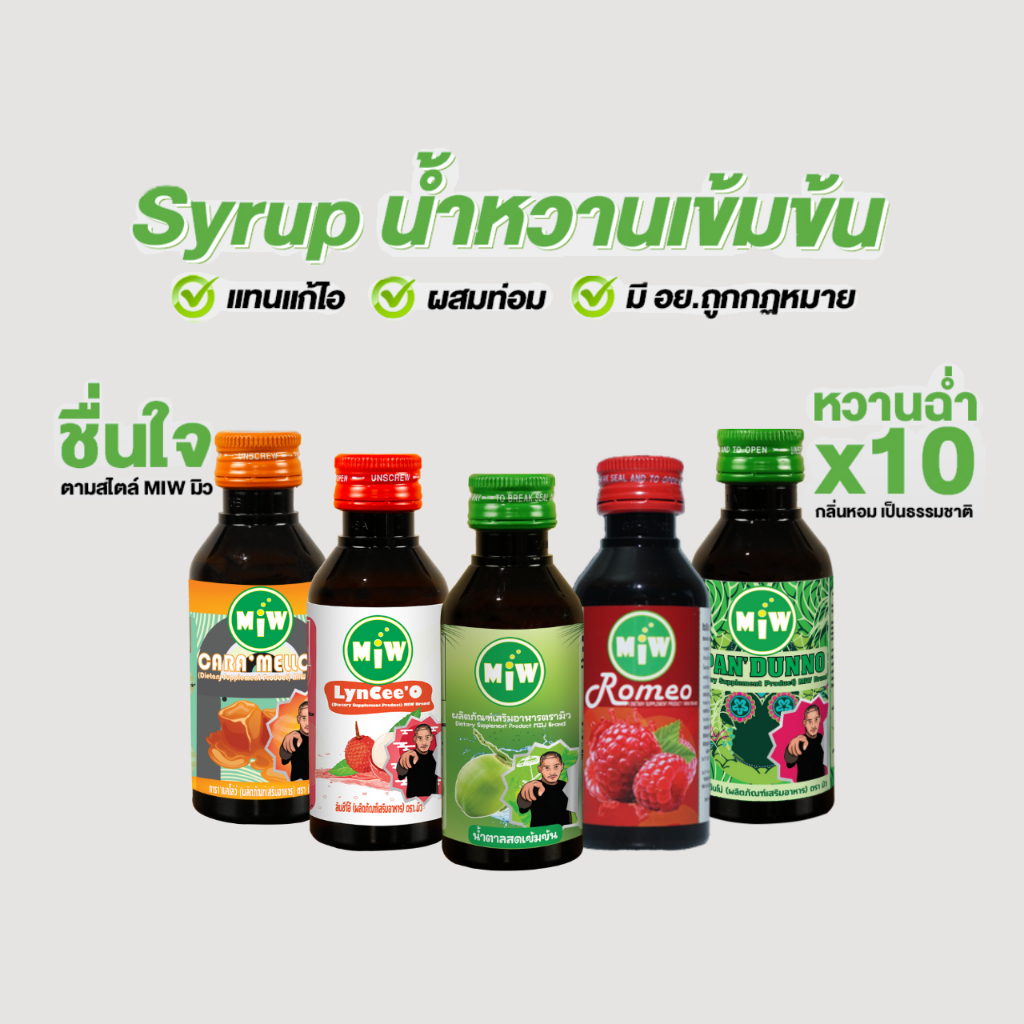 Miwน้ำหวานไซรัป (Pro3ขวด/145) เข้มข้นรสผลไม้>>มิวบริษัทตรง