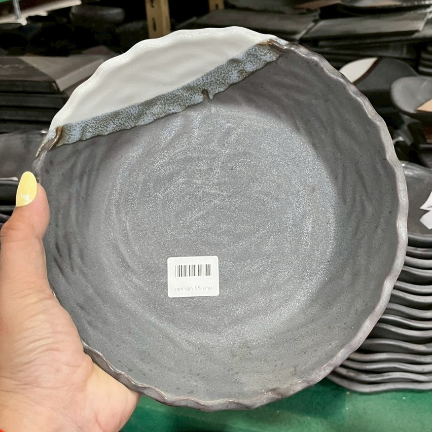 ถ้วยชามเซรามิก 8 นิ้ว สีทูโทน ใส่แกง ใส่อาหาร ถ้วยราคาถูก ทำจากเซรามิกเนื้อดี เข้าไมโครเวฟได้