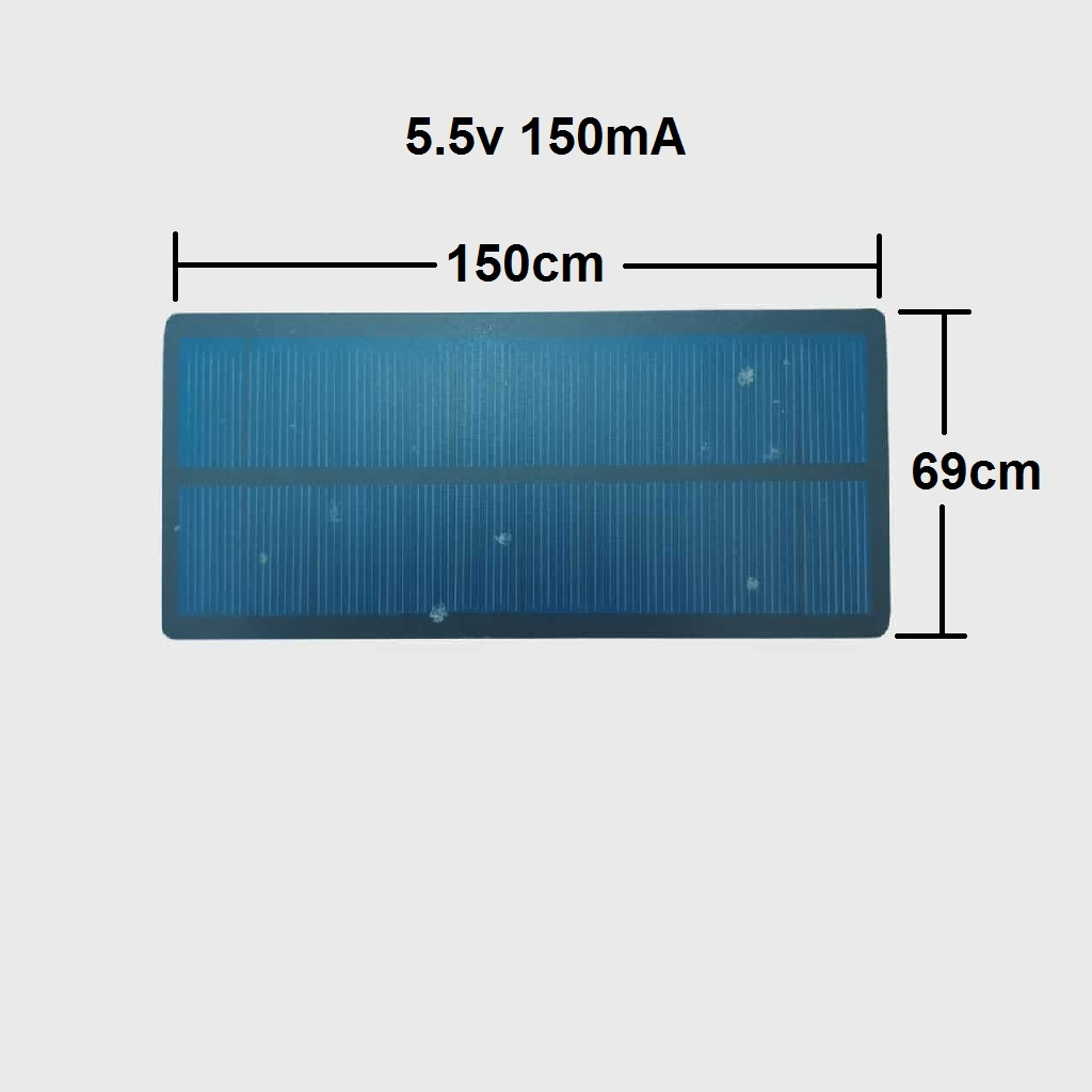 แผงโซล่าเซลล์ แผ่นเปล่าไม่มีสายไฟ สำหรับงาน DIY 5.5v 150mA 150mmx69mm