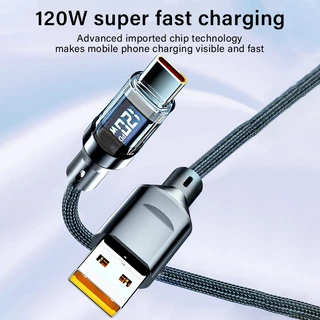 สายชาจแบตเร็ว120W/6A ที่ชาร์จความเร็วสูงUSB-Typec ยาว1M/2M Fast Charging Charger Cable