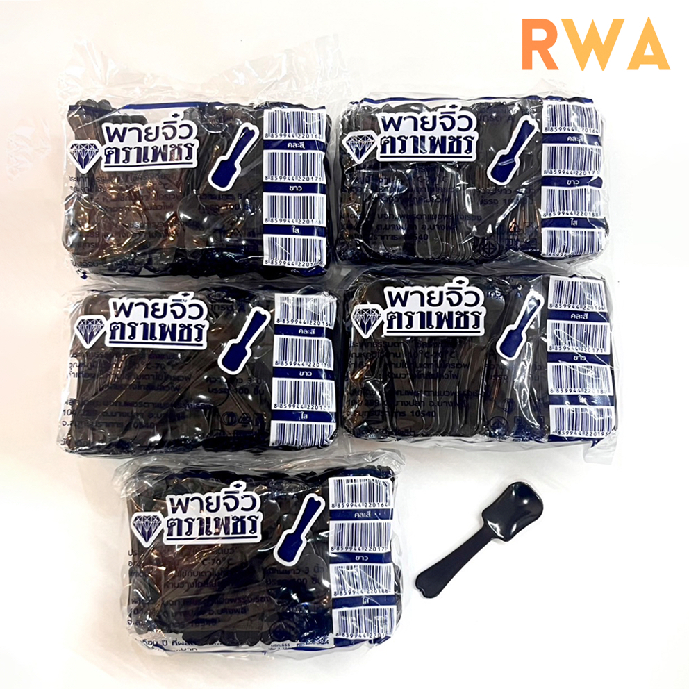 ช้อนพายพลาสติก ช้อนเค้กหน้านิ่ม สีดำ ยาว 7 cm 5 แพ็ก/500 ชิ้นช้อนพายจิ๋ว ช้อนไอศครีม