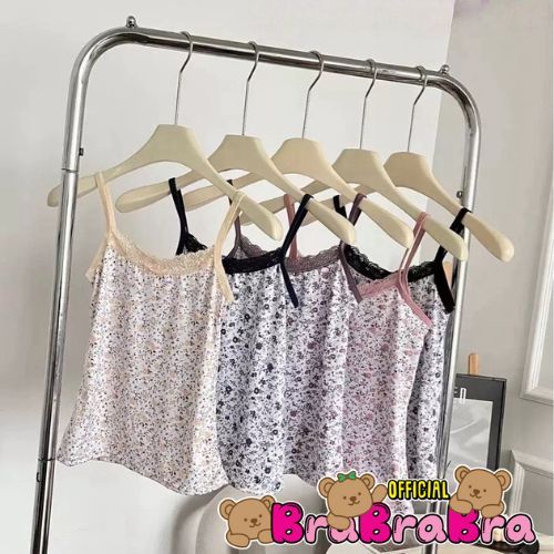 [ส่งจากไทย] 𝑩𝒓𝒂𝑩𝒓𝒂𝑩𝒓𝒂 #bra-305 สายเดี่ยว ขอบลูกไม้ ลายดอกไม้ ผ้ายืด เต็มตัว