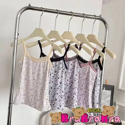 [ส่งจากไทย] 𝑩𝒓𝒂𝑩𝒓𝒂𝑩𝒓𝒂 #bra-305 สายเดี่ยว ขอบลูกไม้ ลายดอกไม้ ผ้ายืด เต็มตัว