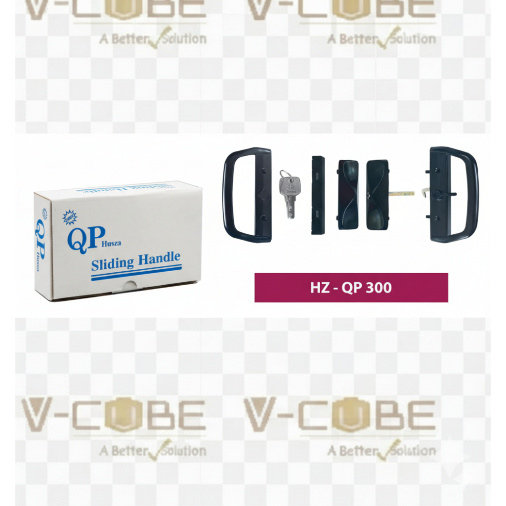 มือจับหน้าต่าง Husza QP 300 มือจับประตูอลูมิเนียมบานเลื่อนคู่-มีกุญแจ (มือจับหูช้าง)
