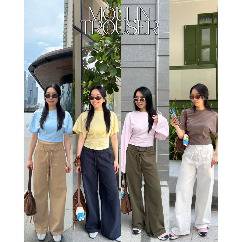 UIUI | MOULIN TROUSER กางเกงขอบเลเยอร์ เอวสม็อค