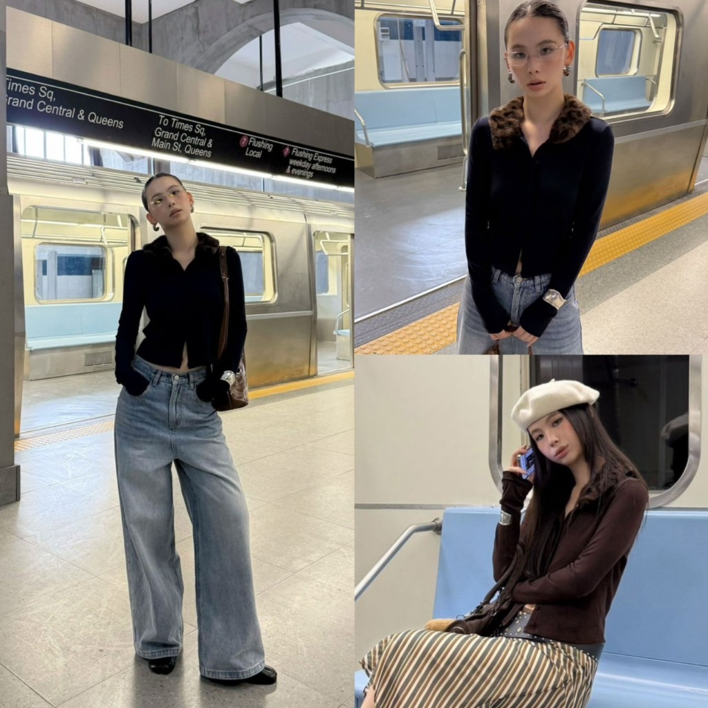 LEOPARD FUR TOP เสื้อแขนยาวแต่งปกfur TAG MM FISH 🇰🇷