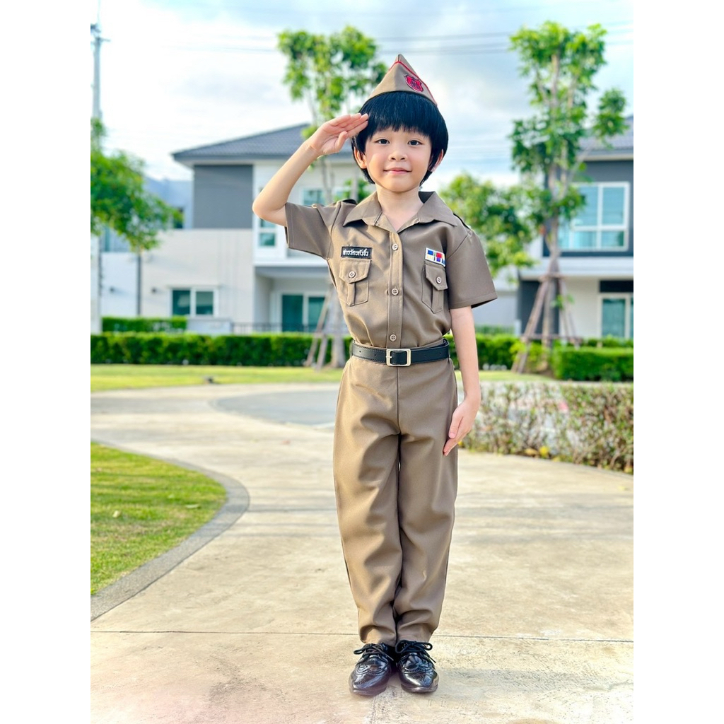 ชุดตำรวจเด็กชาย(เสื้อแขนสั้น+กางเกง+หมวก+เข็มขัด)