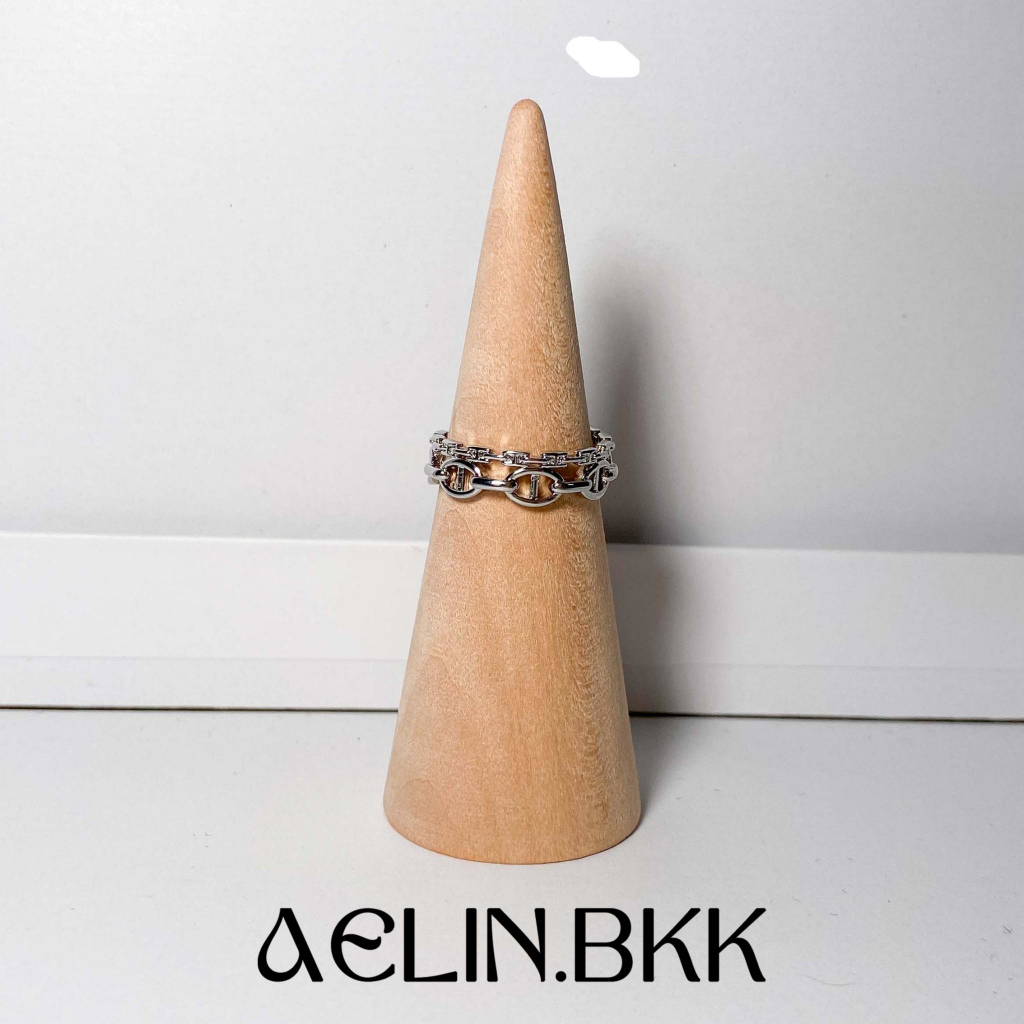 Aelin.bkk แหวนเงิน เคลือบโลหะ สามารถปรับได้ บีบได้ รูปที่ 8