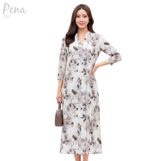 Pena house ชุดเดรสยาว ผ้าพิมพ์ลาย PODL092502