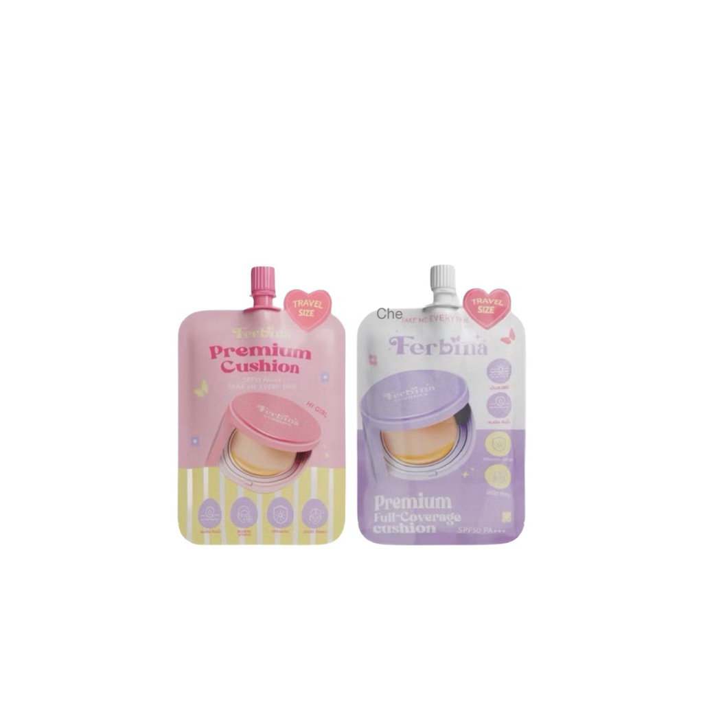 Ferbina cushion คุชชั่นเฟอบีน่าแบบซอง ซองชมพูและซองม่วง