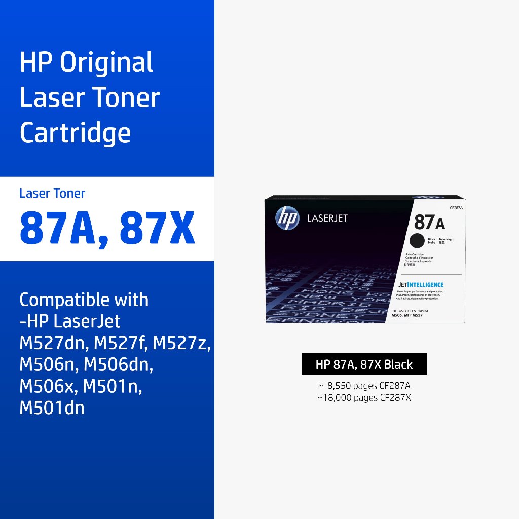 [ส่งด่วน] ตลับหมึกHP 87A / 87X | หมึกปริ้นเตอร์เลเซอร์ สีดำ Original LaserJet Toner Cartridge
