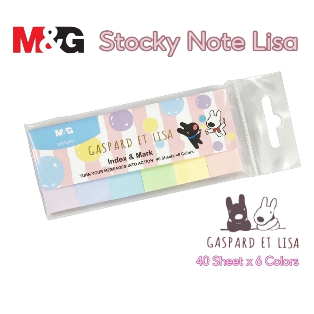 M&G Sticky Note "GASPARD ET LISA" รุ่น QS26U693 กระดาษ Index & Mark สีโทนสีพาสเทล (40 แผ่น/สี มี 6 สี)