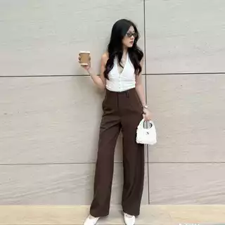 EMMA PANT | กางเกงขายาวเอวสูง หูคู่ เก็บพุงหมาน้อย ทรงกระบอกกลาง ใส่ทำงานได้