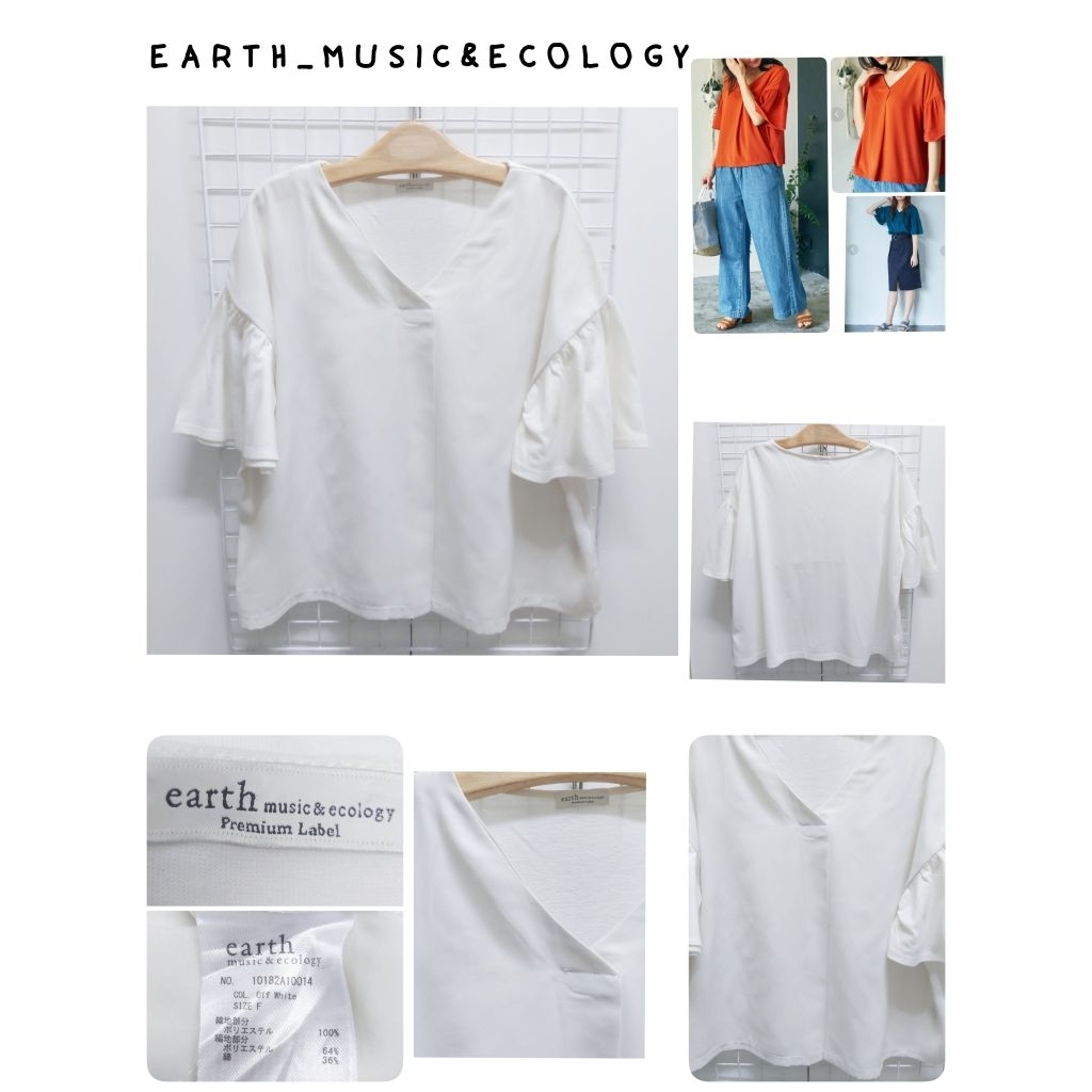 4605. E A R T H _ M U S I C & E C 0 L 0 G Y เสื้อเบลาส์แขนบานญี่ปุ่นมือสอง