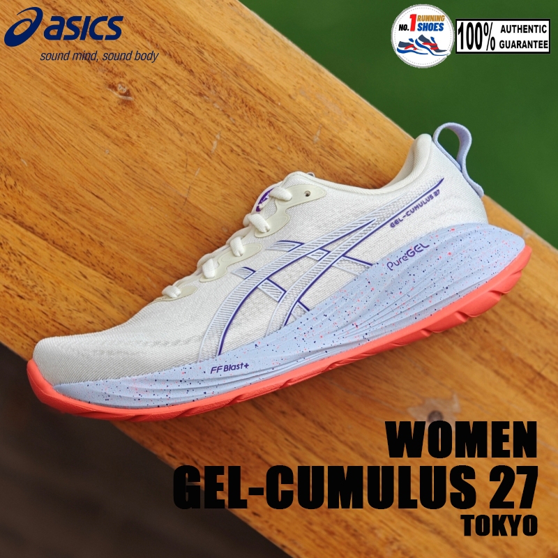 Asics รุ่น Gel-Cumulus 27 Tokyo 1012B955-500 สี Cream/ edo purple ของเเท้ 100%