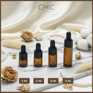 พร้อมส่ง ขวดหยดแก้วสีชา 1/2/3/5ml จุกดรอปเปอร์ ฝาเกรียวสีดำ ขวดเซรั่ม แบ่งใส่น้ำหอมได้ ขวดดรอปเปอร์