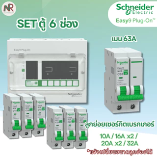[SET] ตู้คอนซูมเมอร์ Schneider Easy9 6 ช่อง เมน/เมนกันดูด RCBO (เลือกขนาด) +ลูกย่อย ครบชุด EZ9EPL106