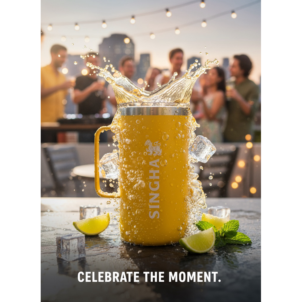 (พร้อมส่ง) แก้วเก็บความเย็น เบียร์ สิงห์ แท้ 700 ml.