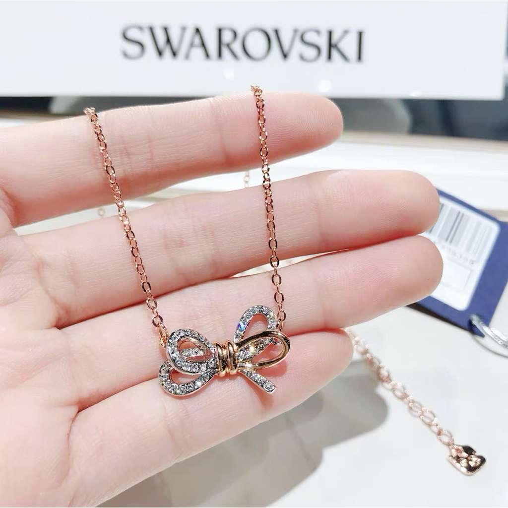 🎁 แถมกล่องและถุง🎀 ของแท้ 100%สร้อยคอรูปโบว์ ของขวัญวาเลนไทน์
