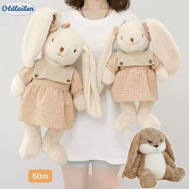 Oldlaiben ของเล่นตุ๊กตากระต่ายลิลลี่สำหรับเด็ก หมอนนอนสบาย ตุ๊กตากระต่ายหูยาว ของขวัญสัตว์ยัดไส้