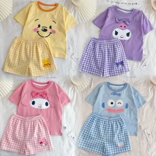 ชุดการ์ตูนเด็กชายและเด็กหญิงน่ารักใส่สบายแขนสั้น + กางเกงขาส…