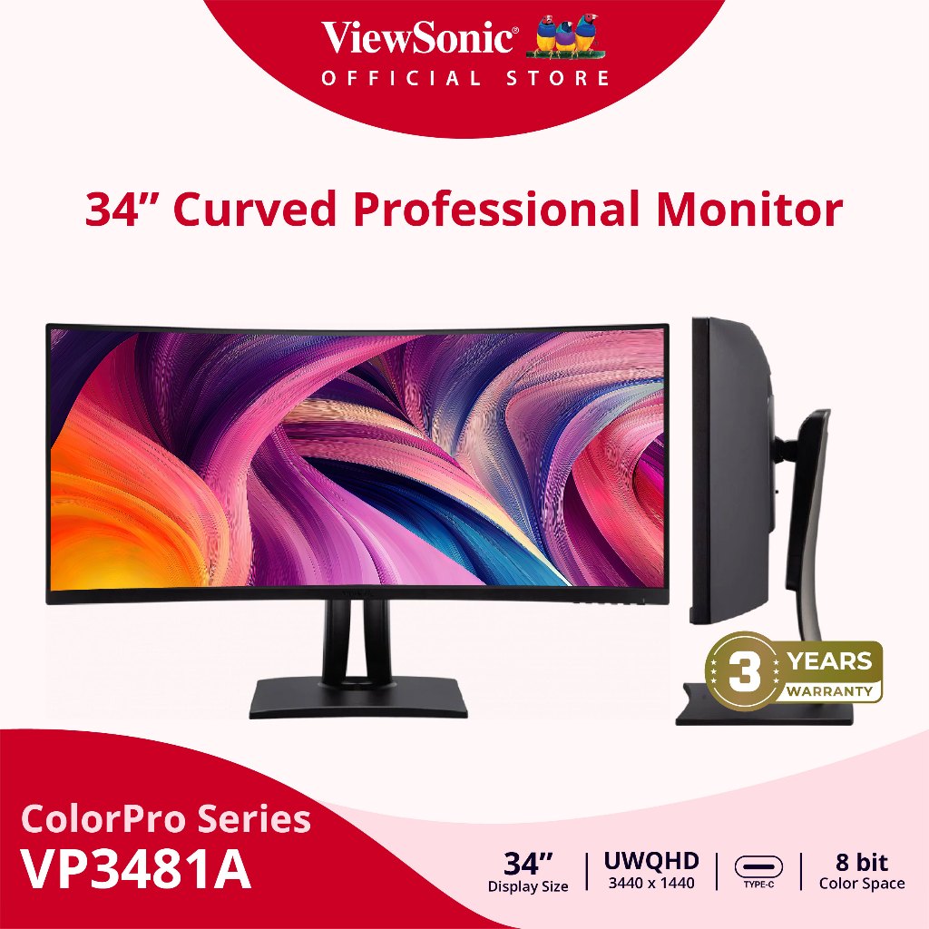 Viewsonic Monitor VP3481A / 34" / UWQHD / VA / 100 Hz /  5 ms  (จอมอนิเตอร์)