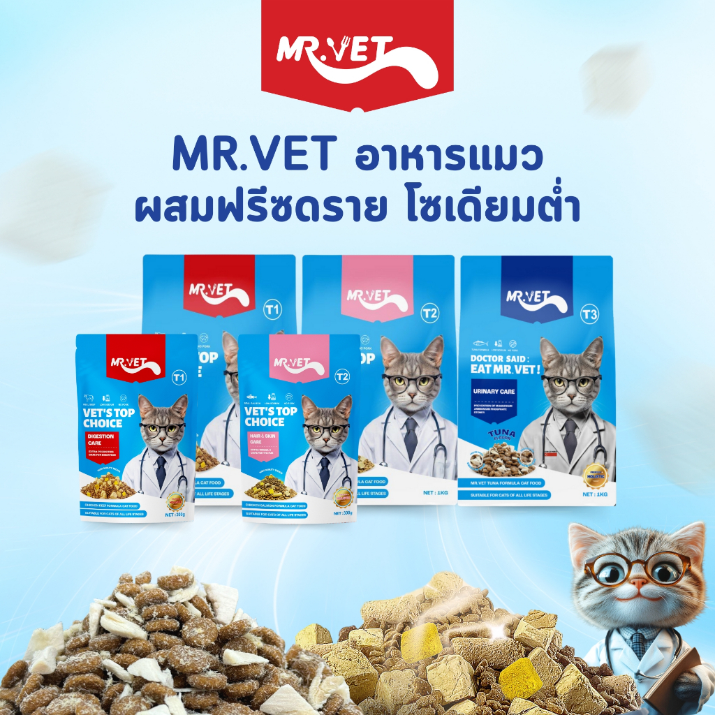 อาหารเม็ดแมว MR.VET ขนาด 1 กิโลกรัม