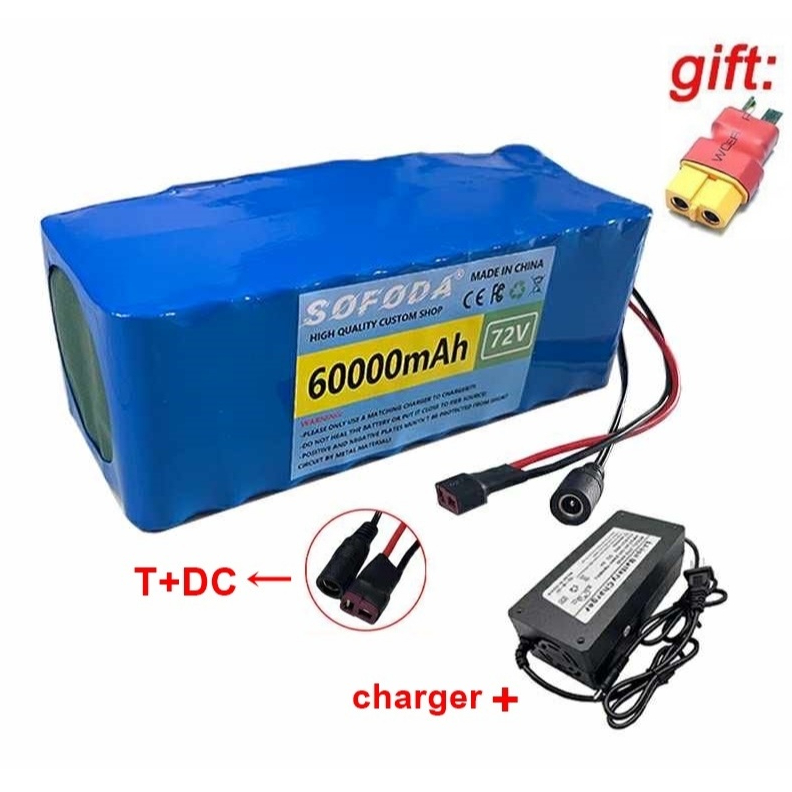 แบตเตอรี่ลิเธียม 72V 60AH/100AH/150AH  แบตเตอรี่  2000W E-bike 84V BMS+charger แบตเตอร์รี่รถไฟฟ้า  แ