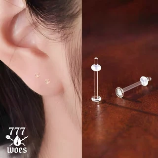ต่างหูใสแก้วไร้สารตะกั่วแบบใสไม่หลุดง่ายสำหรับนักเรียนใส่บำรุงรูหูกันแพ้กระดูกหูใสจิวจมูกจิวคิ้วC