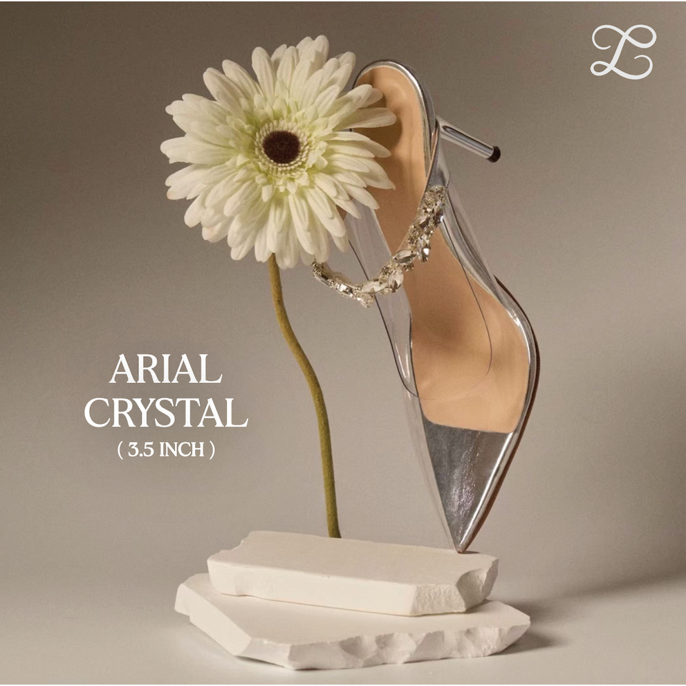 Lenys.bkk - Arial 3.5 นิ้ว รองเท้าส้นสูง สี Crystal [ รองเท้าออกงาน ปาร์ตี้ งานแต่ง]