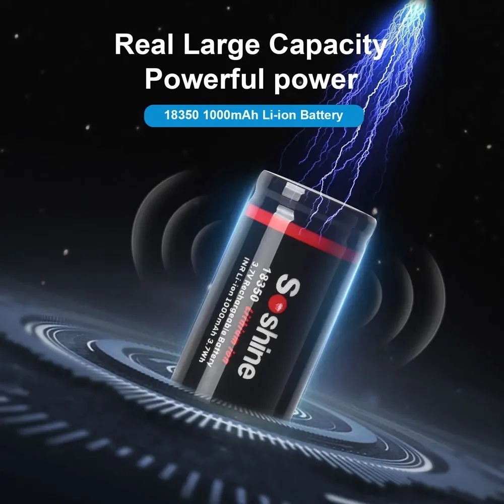 Soshine 18350 1000mAh 3.7V Li-Ion Battery แบตเตอรี่สำหรับไฟฉาย ของเล่น และ อุปกรณ์ไฟฟ้าอื่น ๆ