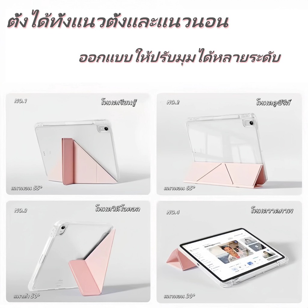 🔥ส่งจากไทย🔥สีชมพ พับรูปตัว Y เคส for iPad air7 2025 11 pro 2024 11 gen11 2025 11 เคสไอแพด air5 10.9 gen9 10.2มีช่องปากกา - รูปที่ 5
