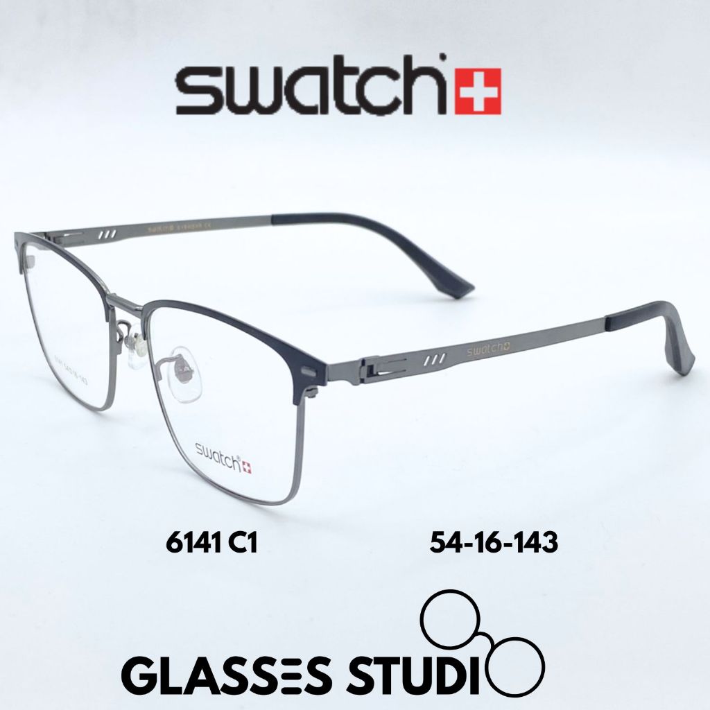 กรอบแว่น Swatch 6141 (สีดำ,สีเงิน) 54-16-143