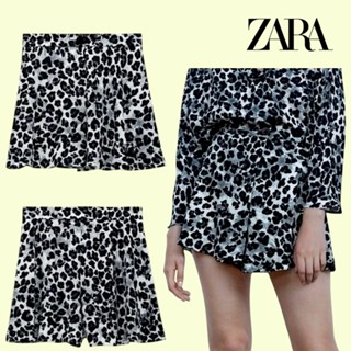 SP458 กระโปรงขาสั้นลายเสือดำขาว ทรงพลิ้วเบา