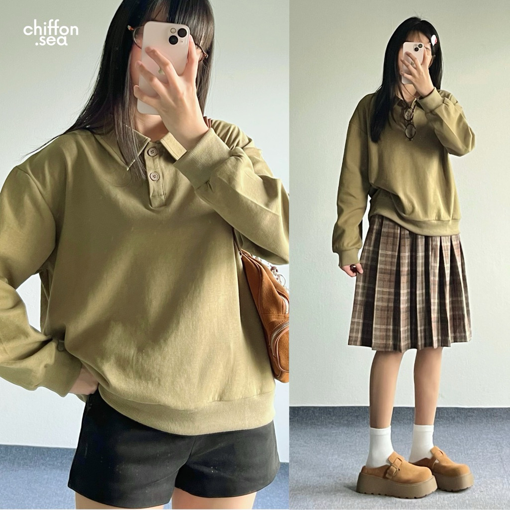 Chiffon.sea | Olive brown polo