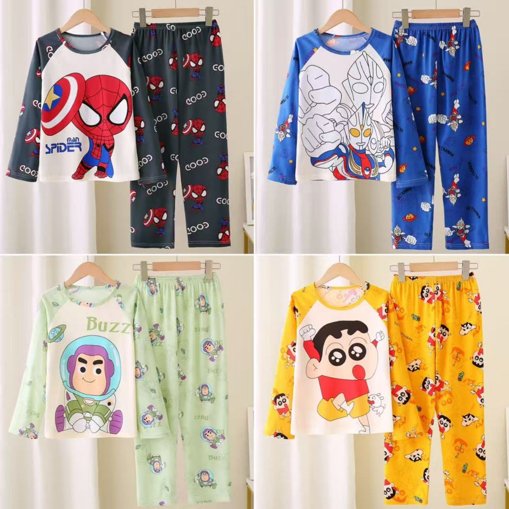 เสื้อผ้าของเด็กชาย ชุดนอนเด็กผู้ชาย ชุดนอนห้องแอร์ ลายการ์ตูนยอดฮิต ชุดเครื่องปรับอากาศ เนื้อผ้ามีความนุ่มสบาย