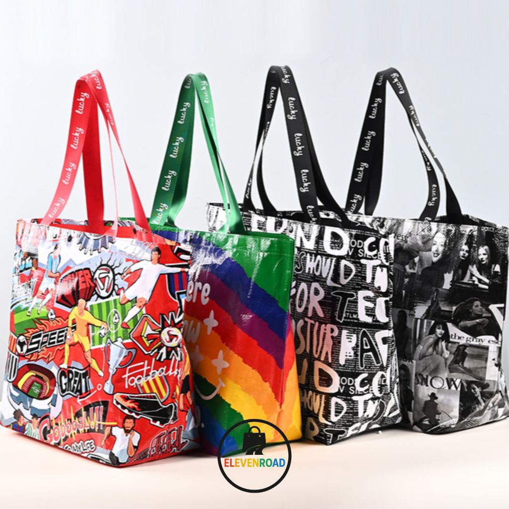 🇹🇭 Shopping Bag  ถุงช้อปปิ้งกันน้ำ สะพายไหล่ กระเป๋าช้อปปิ้ง กระเป๋ากระสอบ
