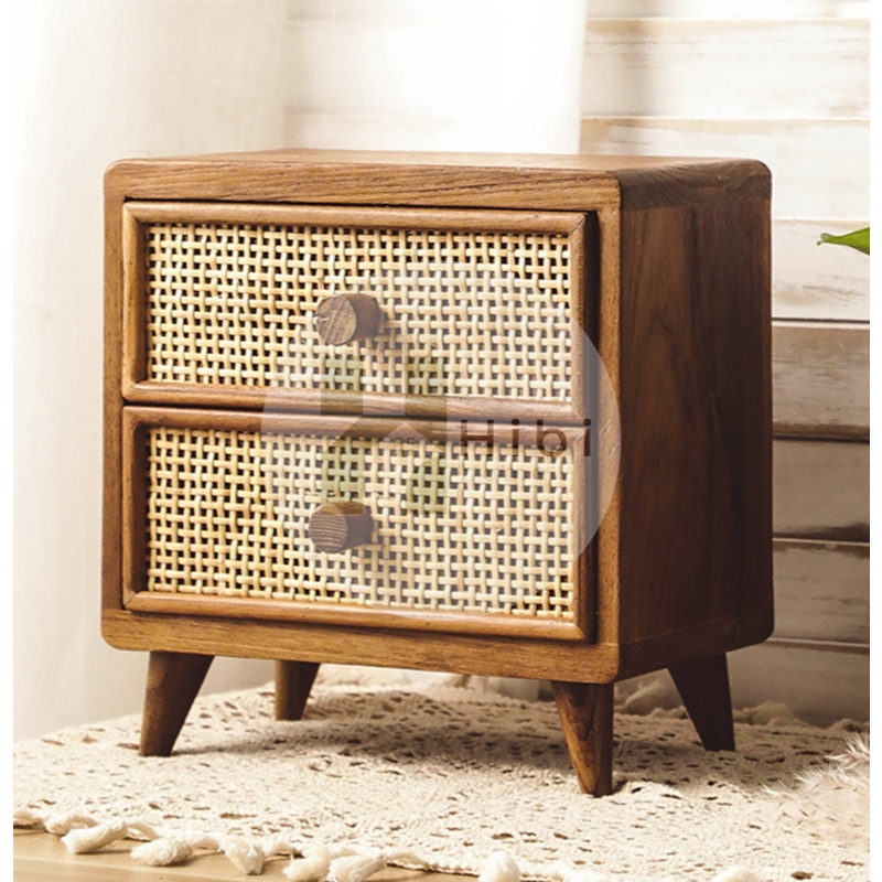 ตู้ลิ้นชักหวายเทียม 2 ชั้น ตู้ลิ้นชักไม้ 2 ชั้นสไตล์ญี่ปุ่น ดีไซน์มินิมอลผสมผสานงานหวายสาน เพิ่มความอบอุ่น - รูปที่ 5