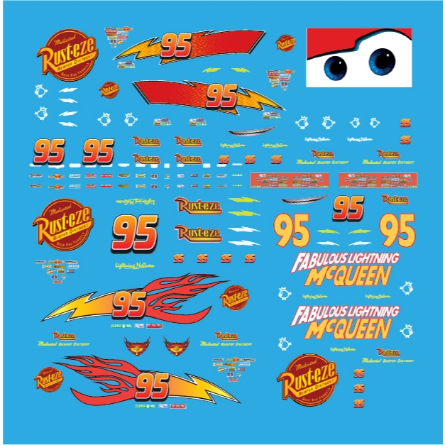 ดีคอลน้ำ ไลน์นิง แมคควีน  Linghting Mcqueen 1/64 decal paper 95 Rust.eze กาตูนย์